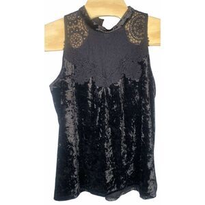 Vintage Y2K Black Velvet Halter Top 90s Goth‎ Witchy Fairy Grunge Size 2XL flowy